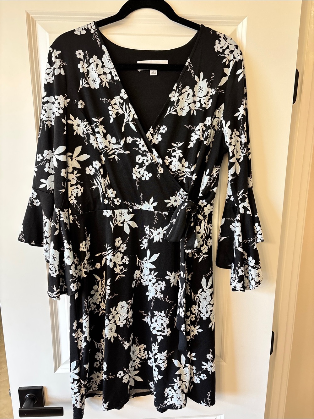 Floral Wrap Dress with Ruffled Sleeves